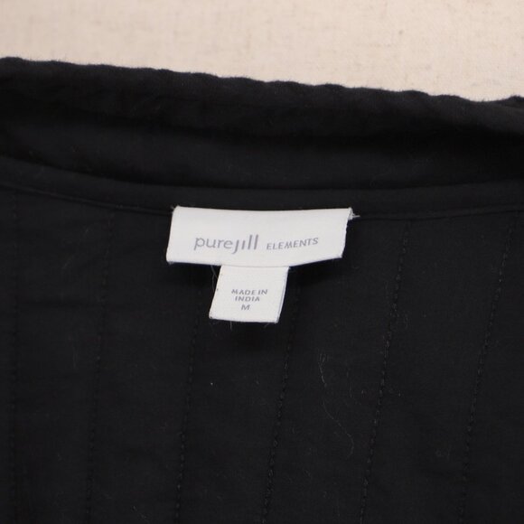 J.JILL PureJill Elements Seersucker Embroidered Quilted Jacket Black Size M - Picture 7 of 8